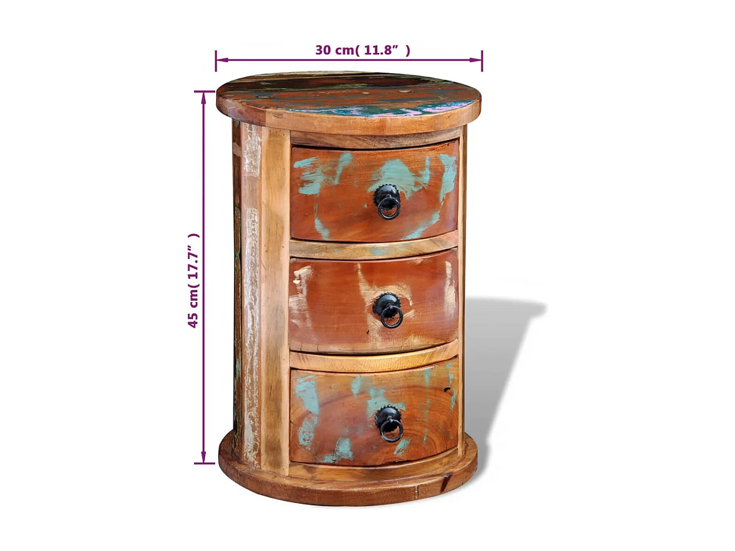 Armoire avec 3 tiroirs Bois de récupération massif