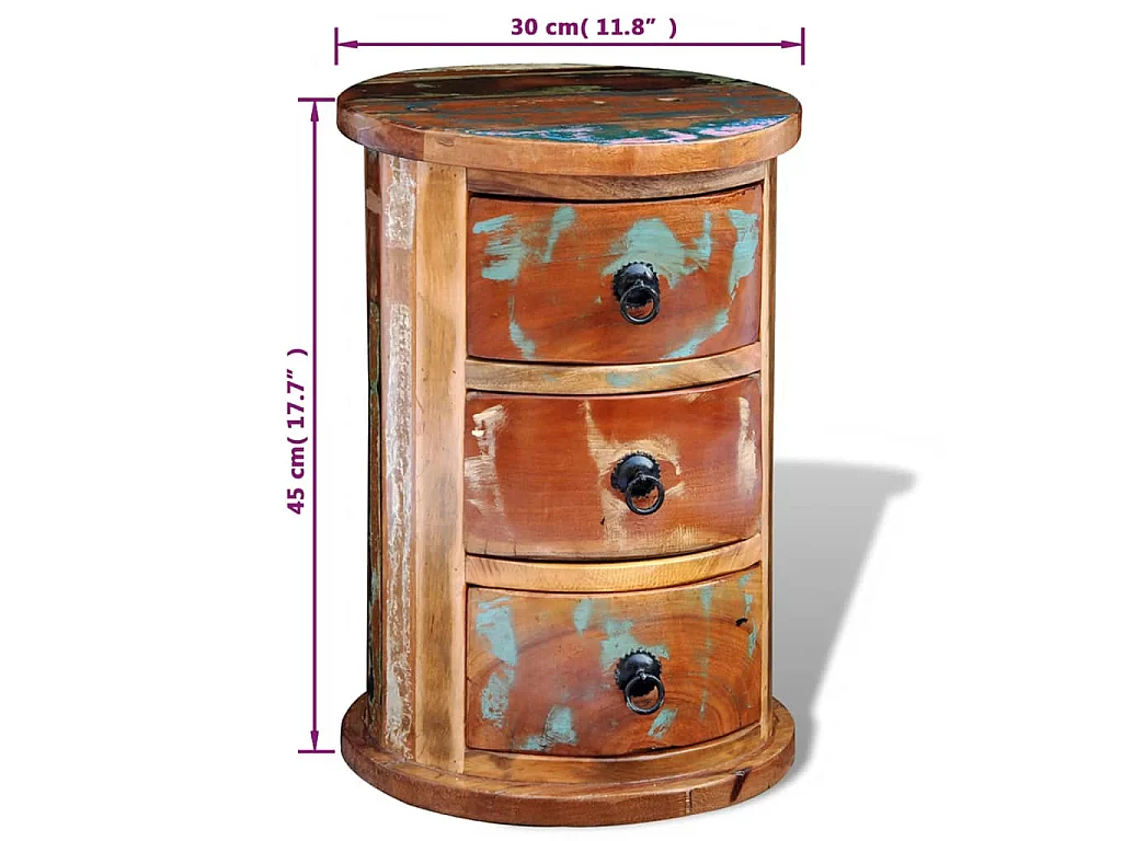 Armário com 3 gavetas madeira reciclada maciça