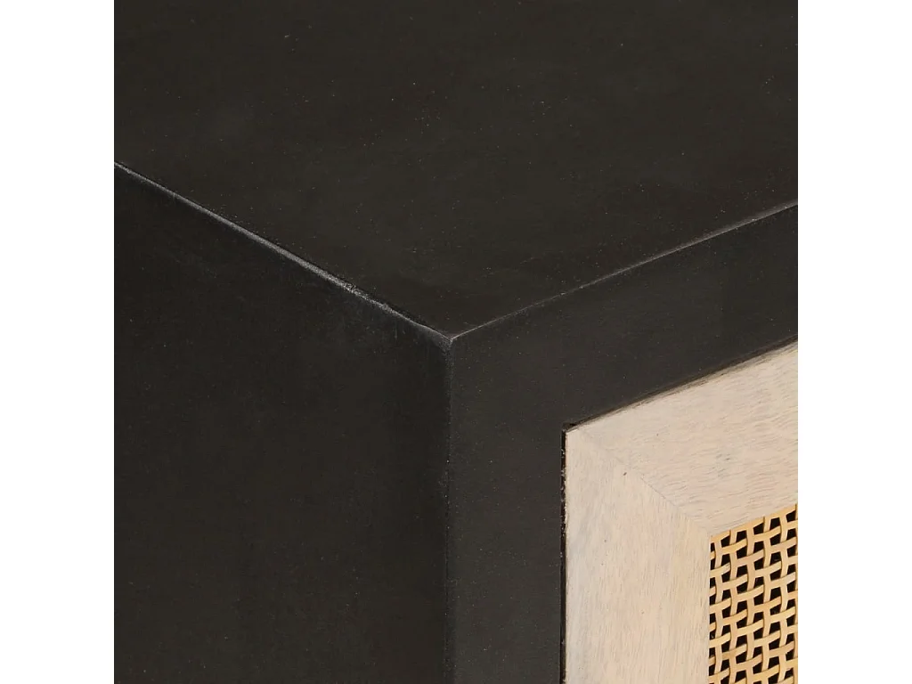 Aparador de hierro y madera maciza de mango negro 55x30x76 cm
