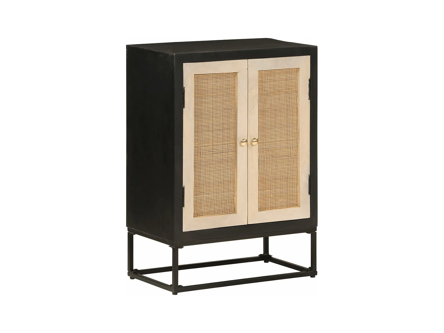Sideboard Schwarz 55x30x76 cm Massivholz Mango und Eisen