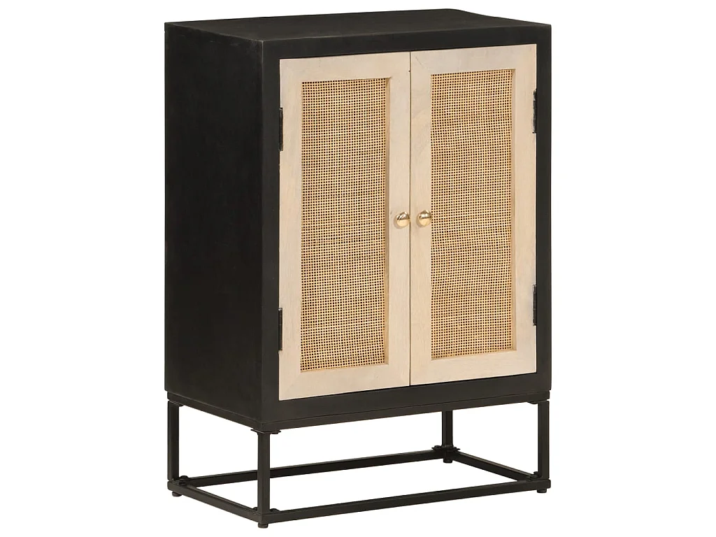 Dressoir 55x30x76 cm massief mangohout en ijzer zwart