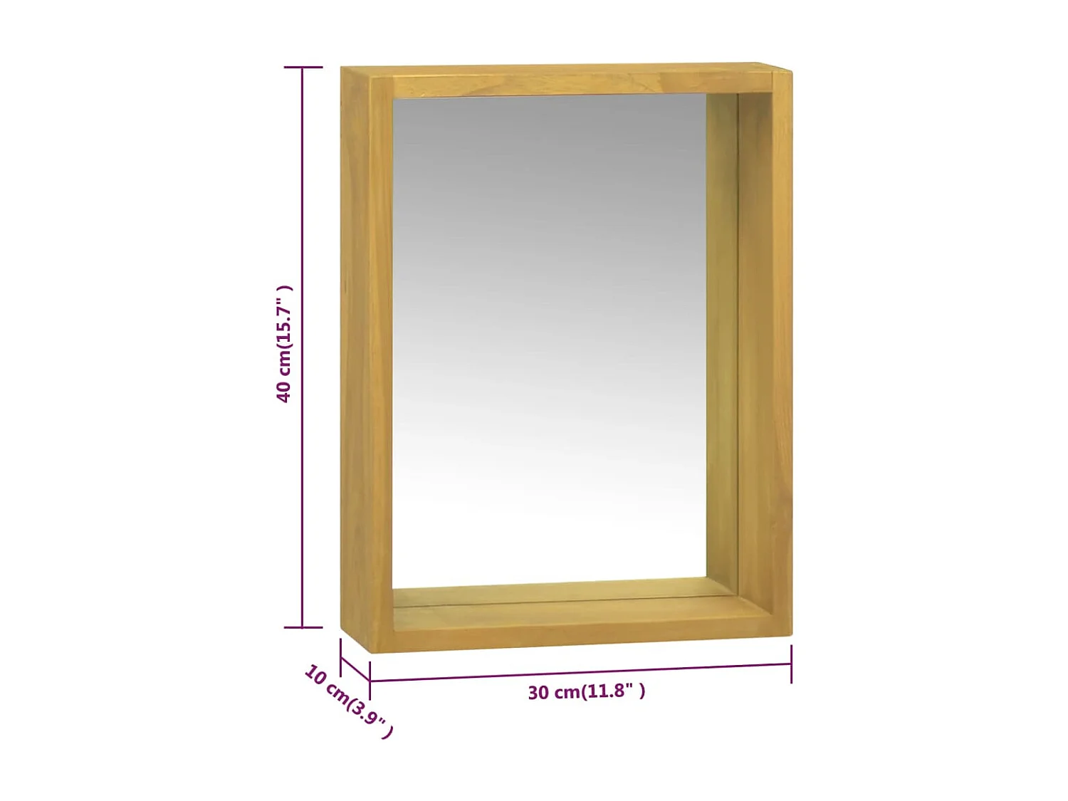 Spiegelkast 30x10x40 cm massief teakhout