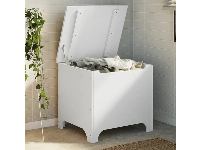 Opbergbox met deksel RANA 60x49x54 cm massief grenenhout wit