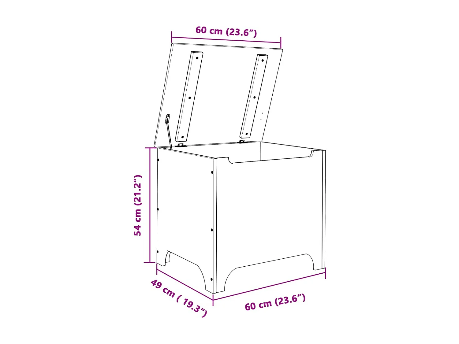 Opbergbox met deksel RANA 60x49x54 cm massief grenenhout wit