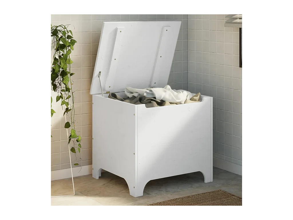 Boîte de rangement avec couvercle RANA blanc bois massif de pin