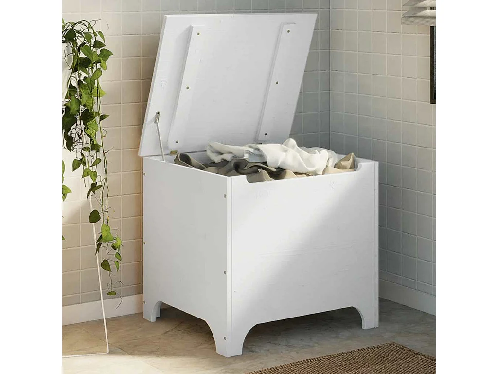 Opbergbox met deksel RANA 60x49x54 cm massief grenenhout wit