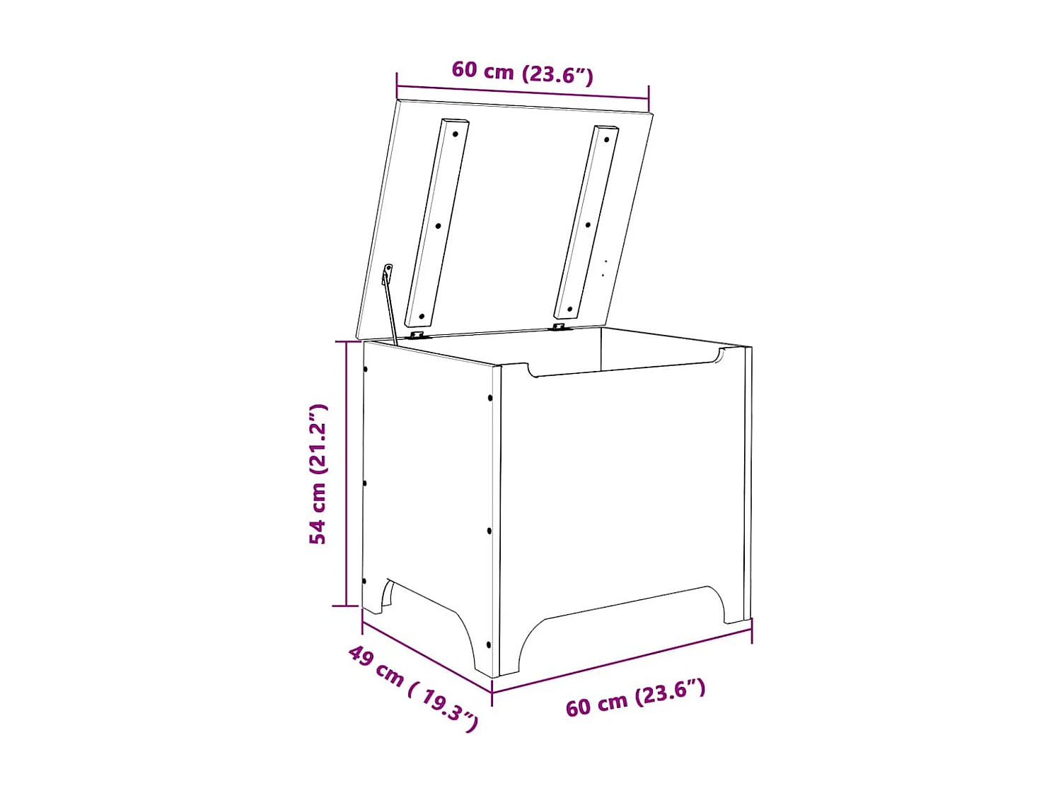 Opbergbox met deksel RANA 60x49x54 cm massief grenenhout wit