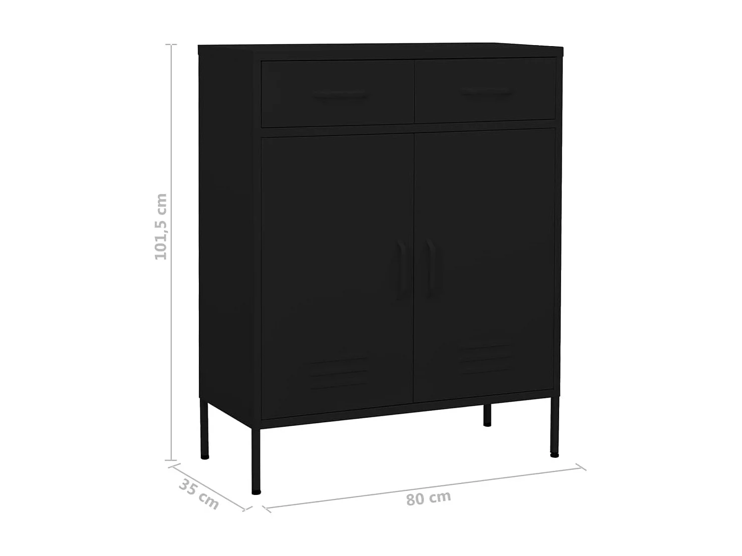 Lagerschrank Schwarz 80x35x101,5 cm Stahl