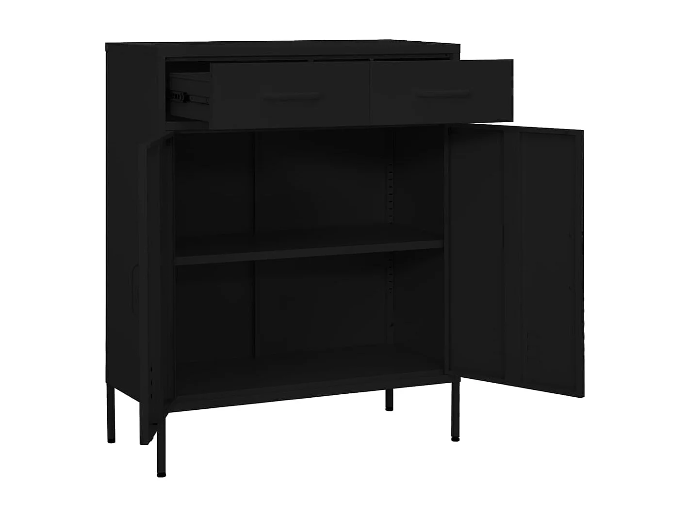 Lagerschrank Schwarz 80x35x101,5 cm Stahl