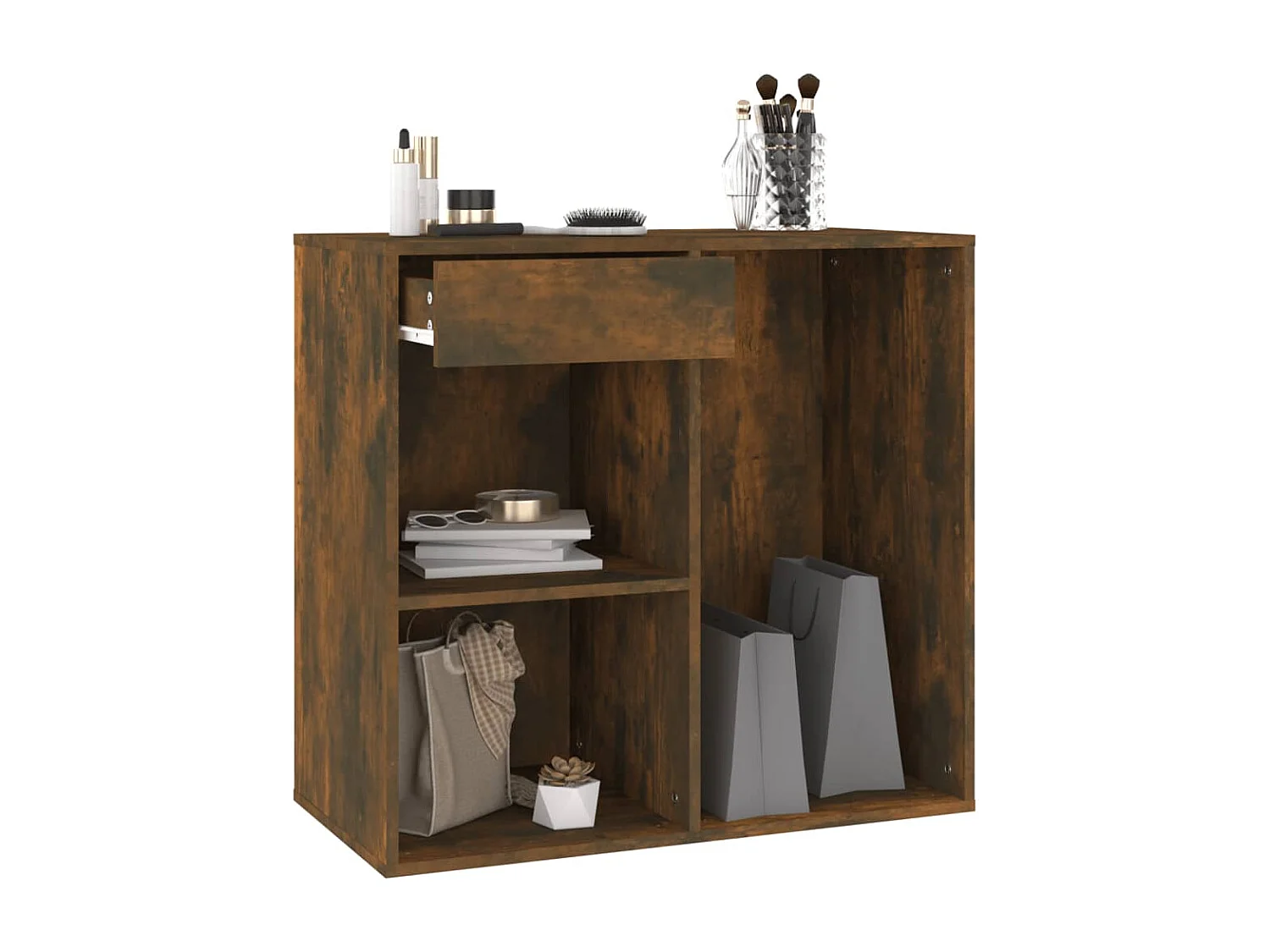 Cosmeticakast 80x40x75 cm bewerkt hout gerookt eikenkleurig