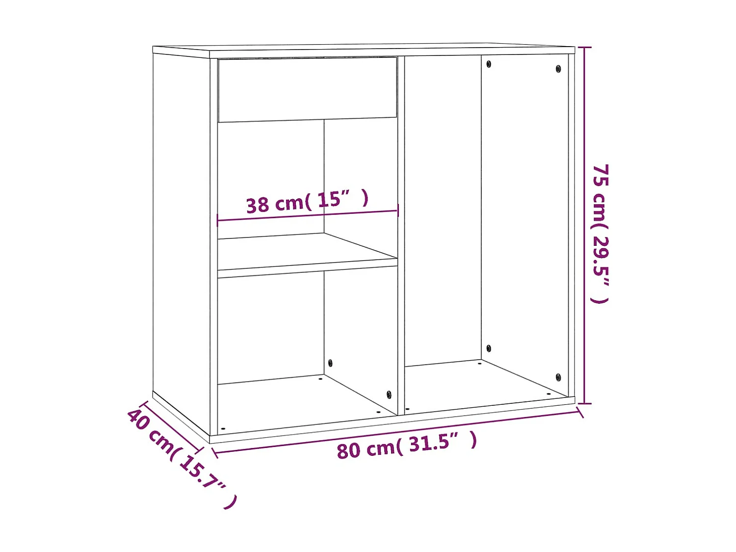 Cosmeticakast 80x40x75 cm bewerkt hout gerookt eikenkleurig