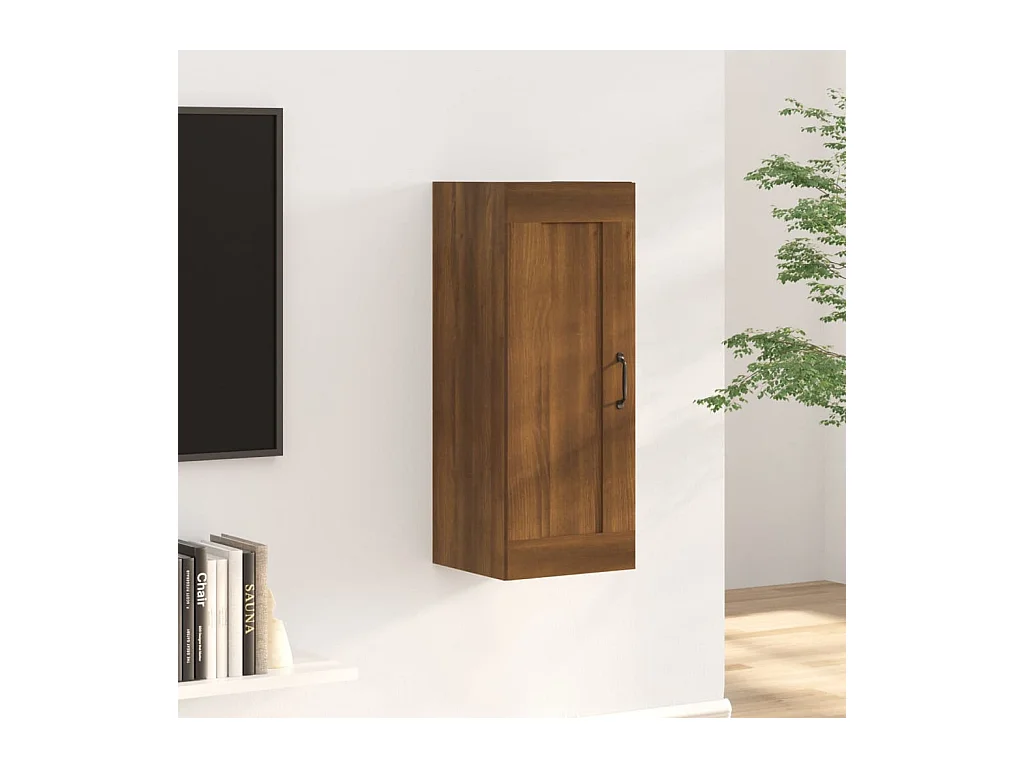 Wandkast 35x34x90 cm bewerkt hout bruin eikenkleur