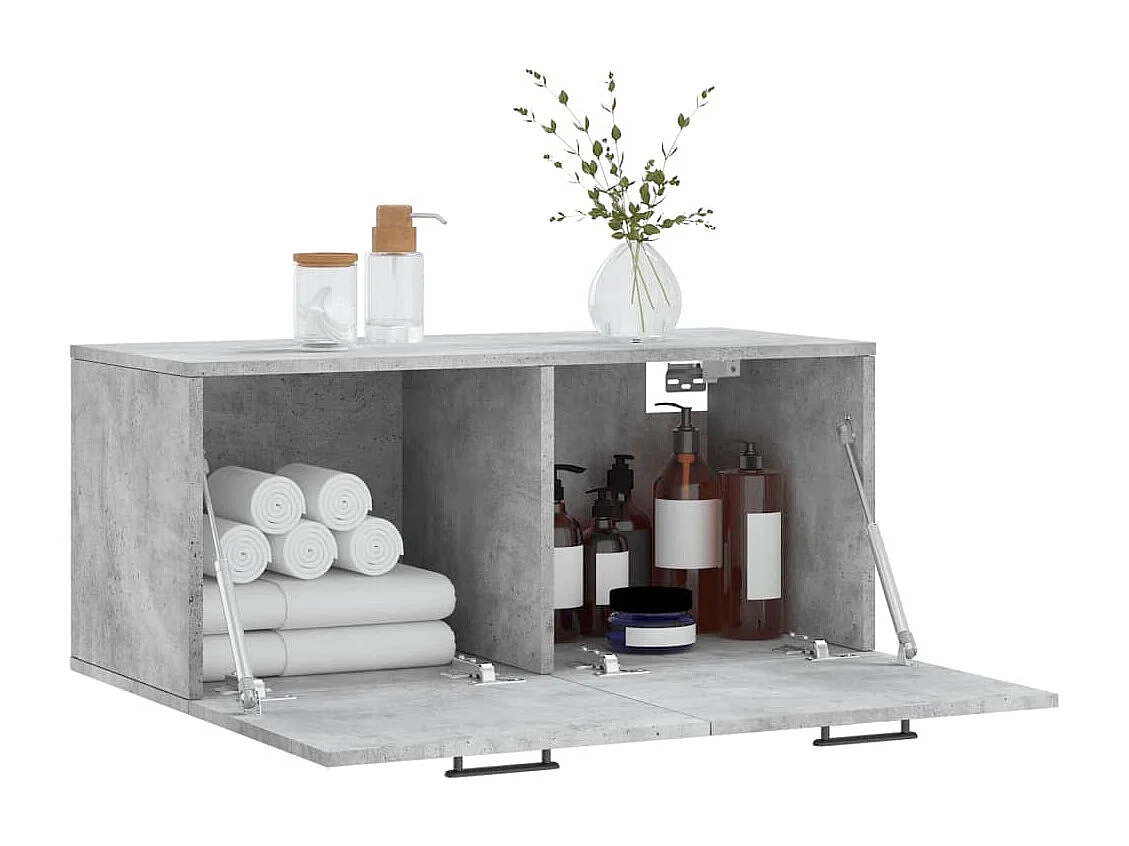 Armoire murale gris béton 80x36,5x35 cm bois d'ingénierie