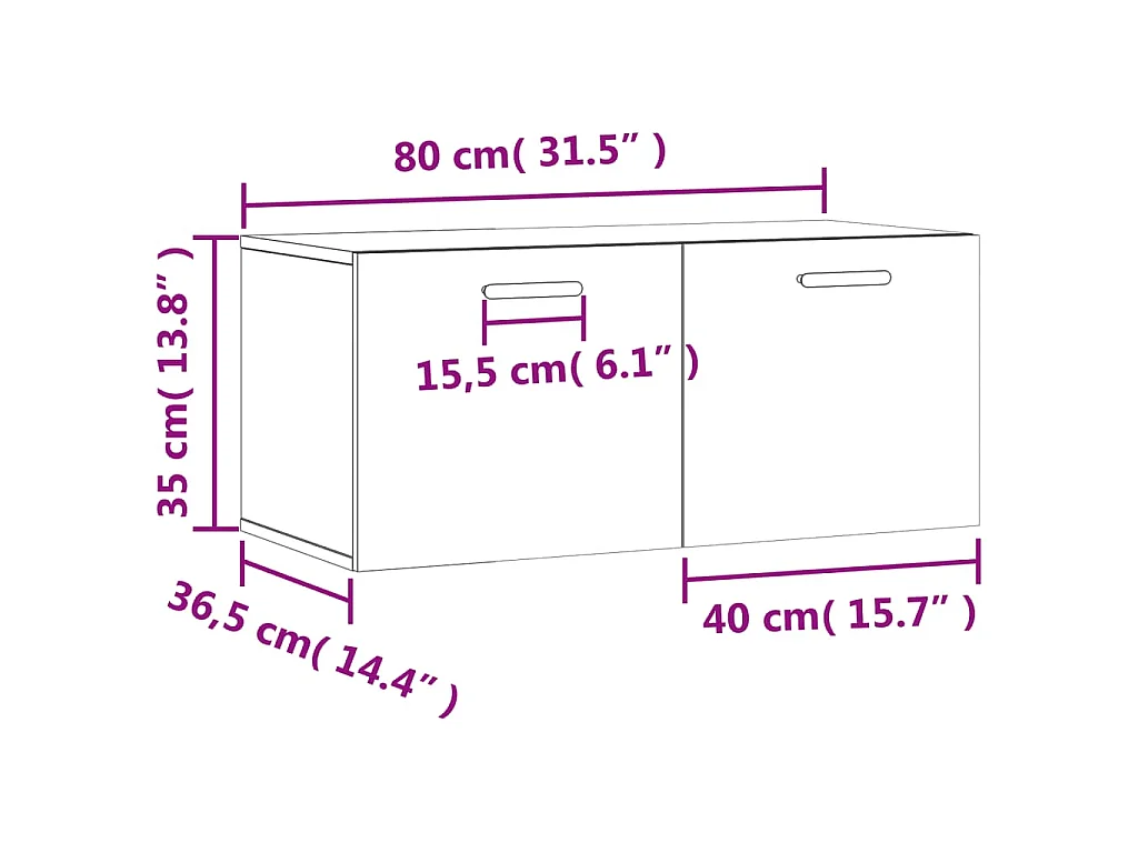 Wandkast 80x36,5x35 cm bewerkt hout betongrijs