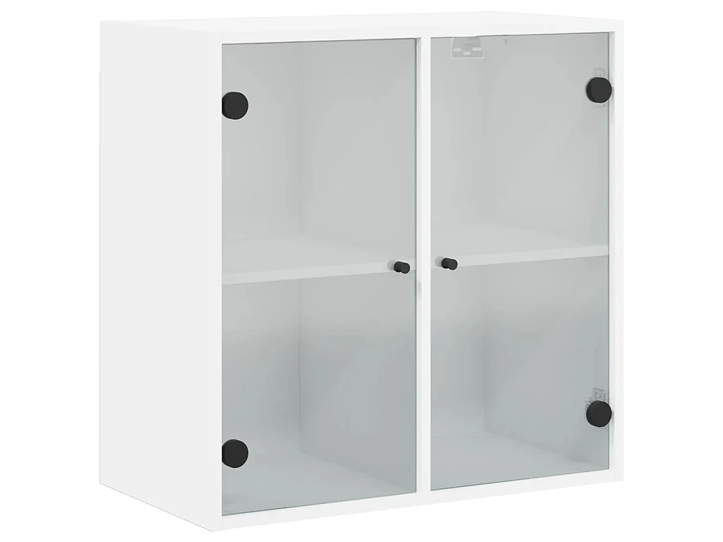 Armário de parede c/ portas de vidro 68x37x68,5 cm branco
