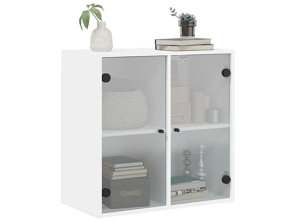 Armário de parede c/ portas de vidro 68x37x68,5 cm branco