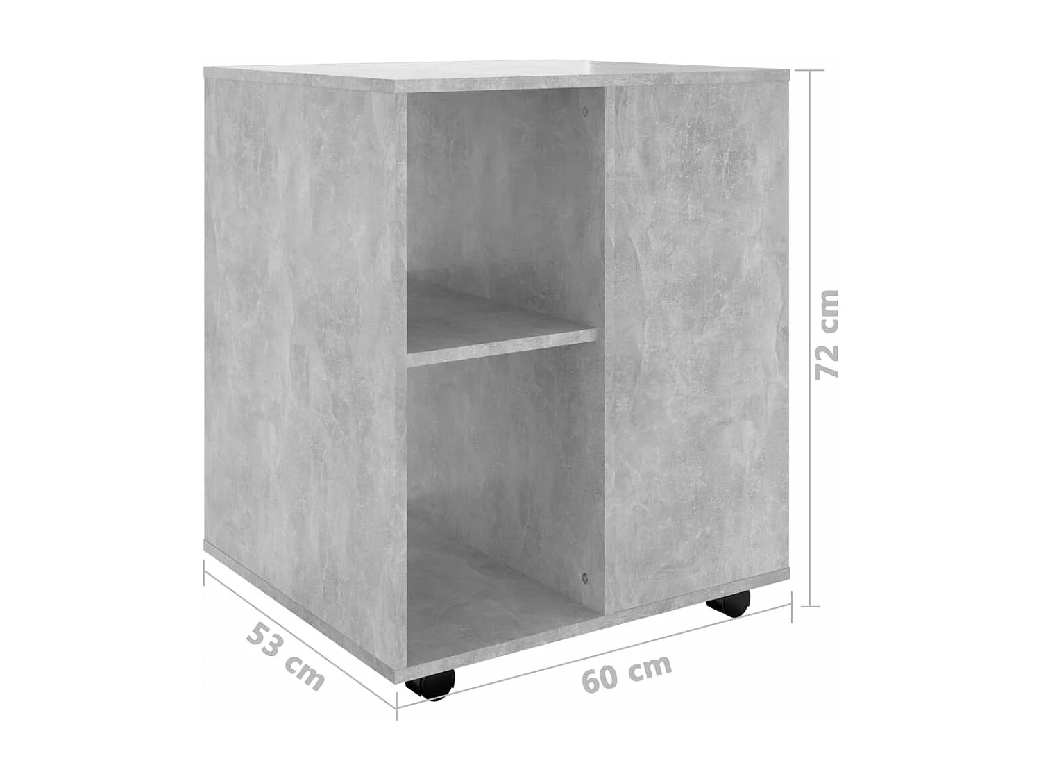 Rollschrank Betongrau 60x53x72 cm Holzwerkstoff