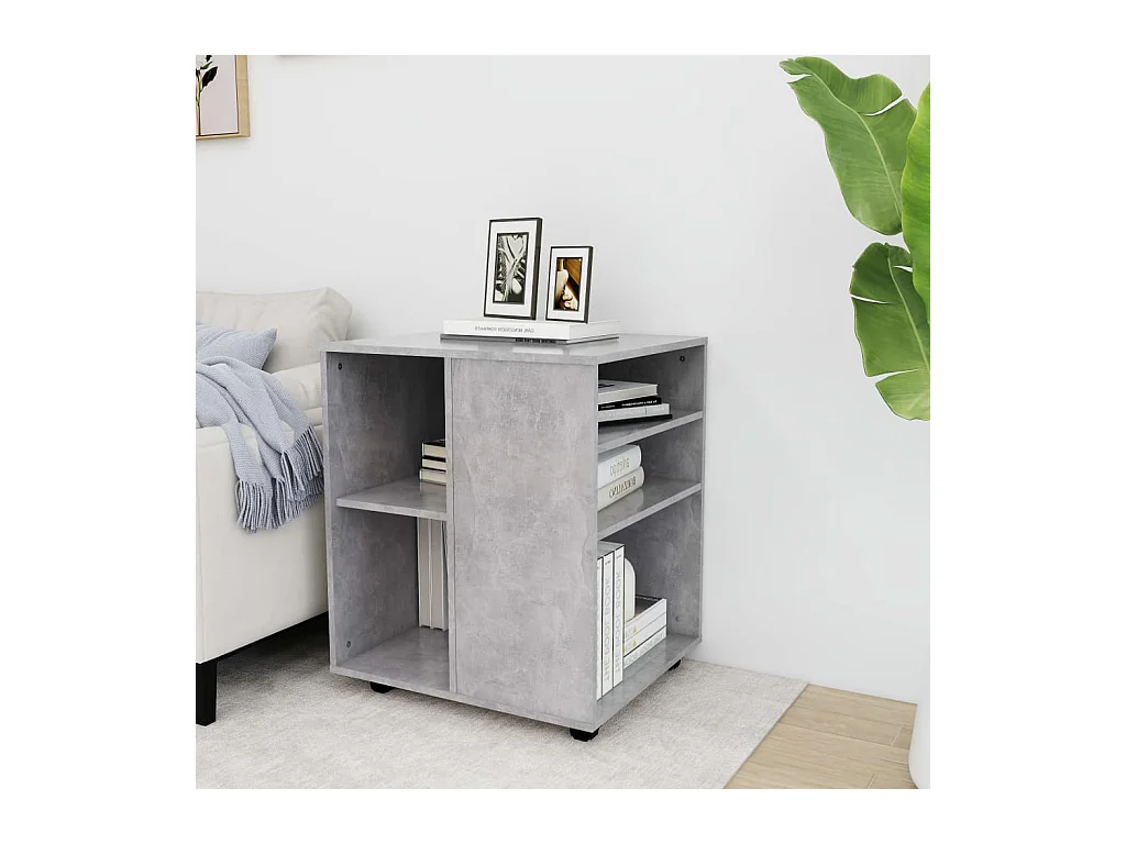 Mobiletto con Ruote Grigio Cemento 60x53x72cm Legno Multistrato