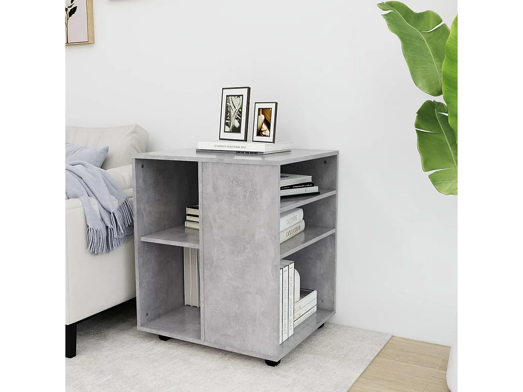 Armoire à roulettes Gris béton 60x53x72 cm Bois d'ingénierie