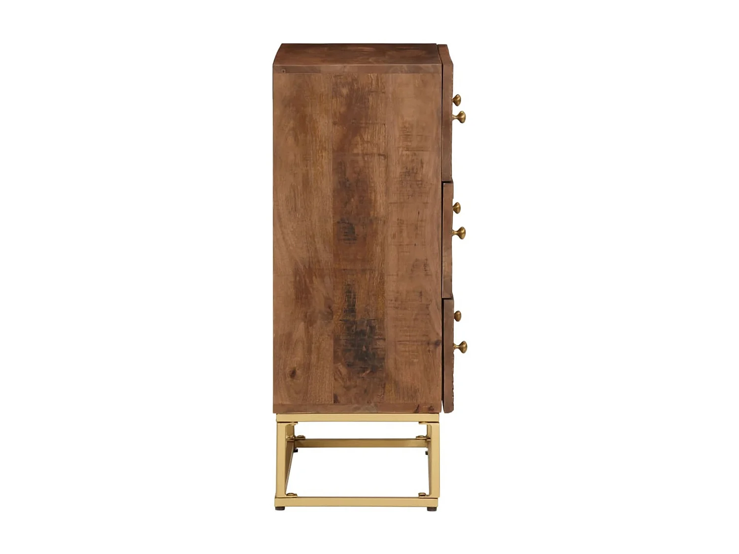Cassettiera 55x30x76 cm in Legno Massello di Mango e Ferro