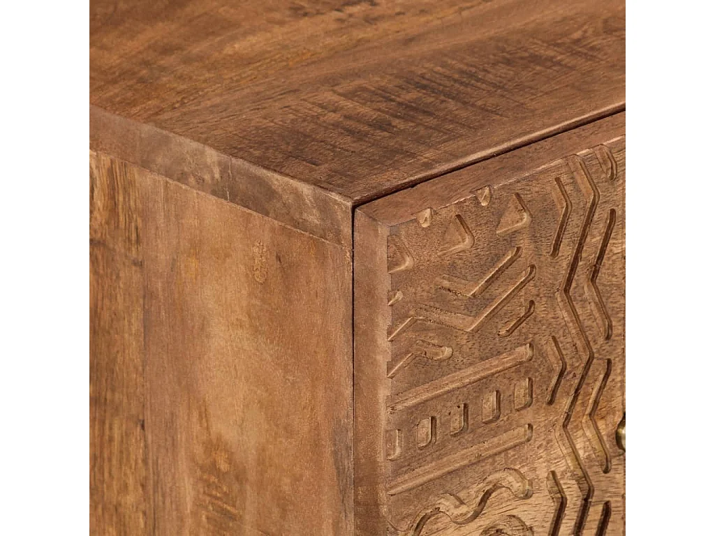 Cassettiera 55x30x76 cm in Legno Massello di Mango e Ferro