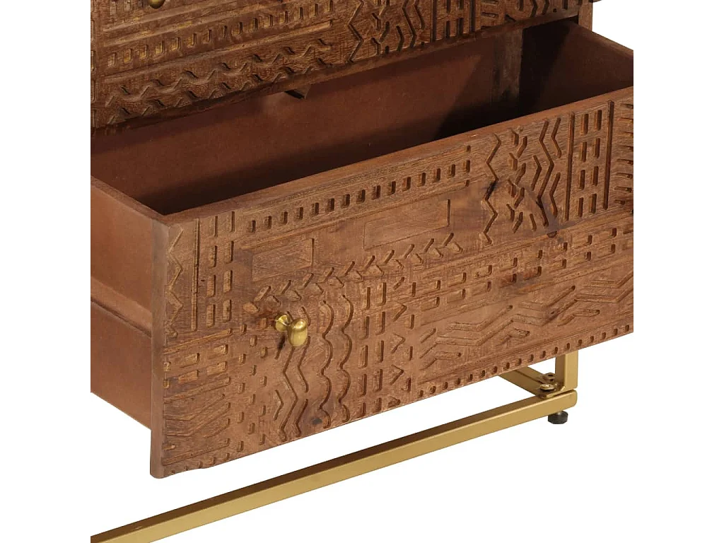 Cassettiera 55x30x76 cm in Legno Massello di Mango e Ferro