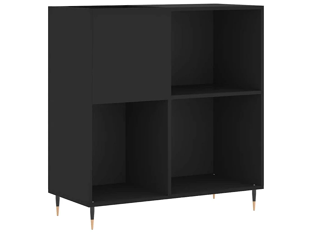 Armoire à disques noir 84,5x38x89 cm bois d'ingénierie