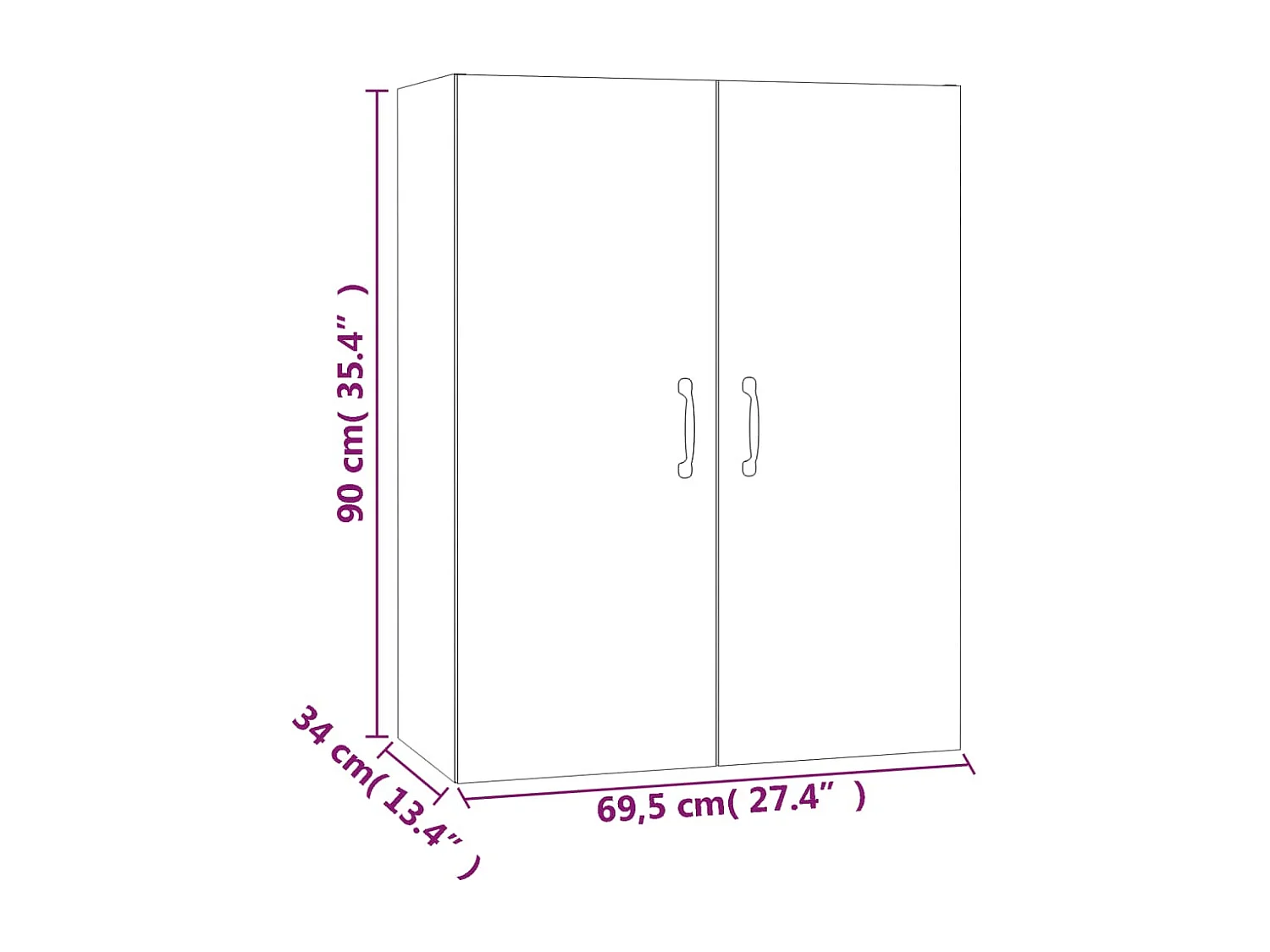 Armoire suspendue Blanc 69,5x34x90 cm Bois d'ingénierie