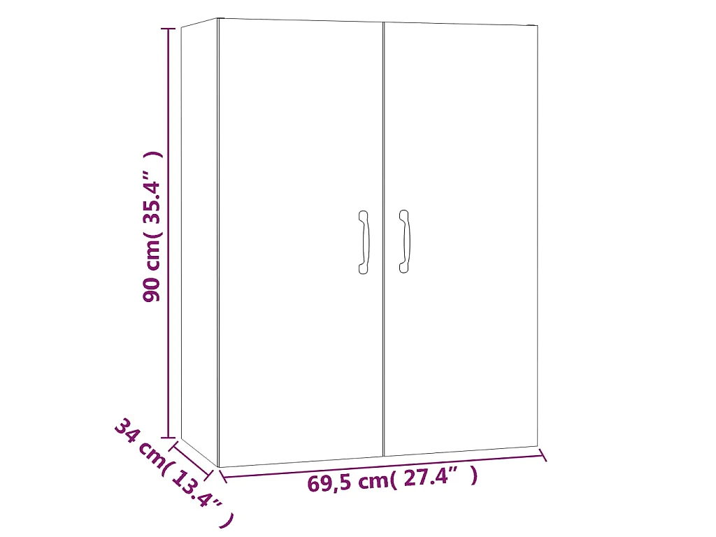 Armoire suspendue Blanc 69,5x34x90 cm Bois d'ingénierie