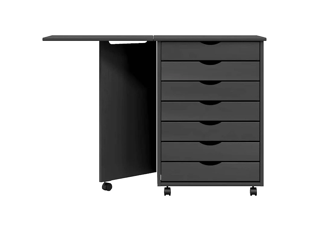 Armário c/ rodas e secretária MOSS madeira pinho maciça cinza