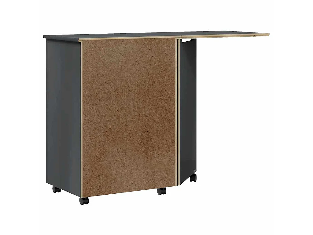 Armário c/ rodas e secretária MOSS madeira pinho maciça cinza