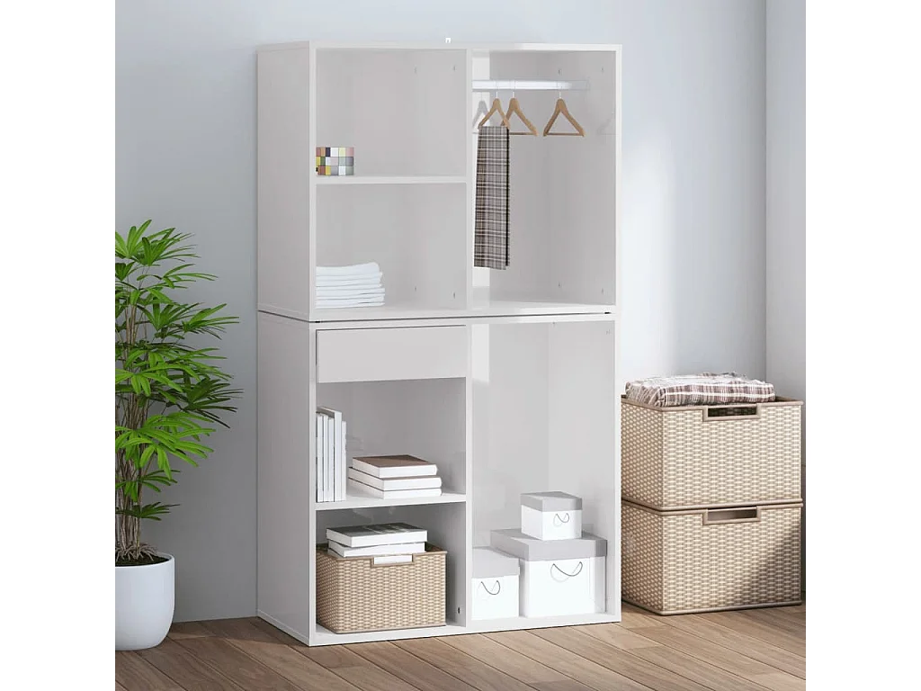 Armoire de dressing Blanc brillant 80x40x65cm Bois d'ingénierie