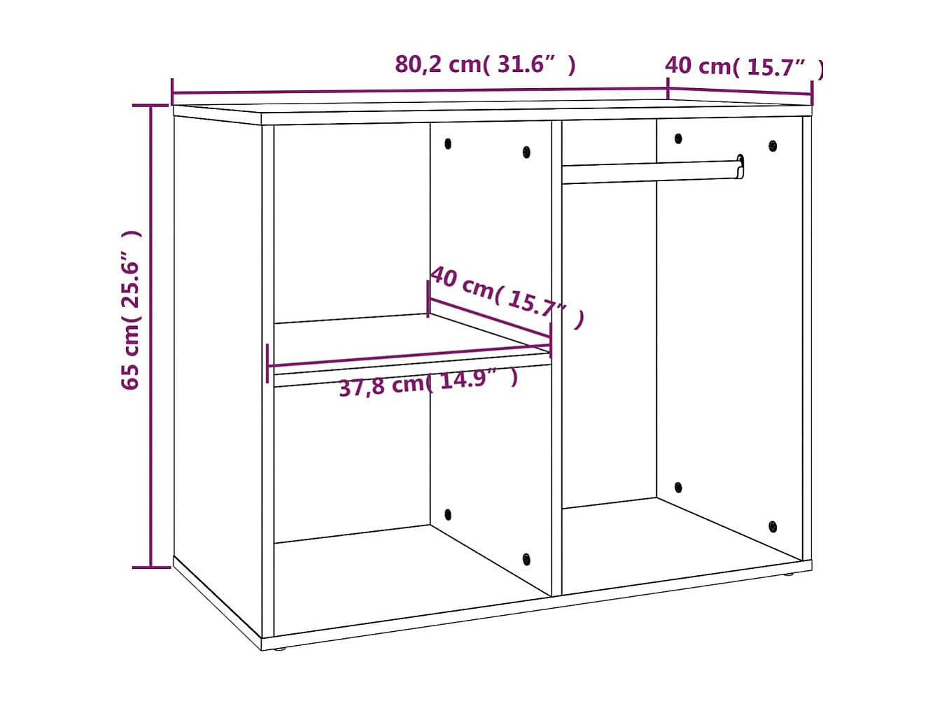 Armoire de dressing Blanc brillant 80x40x65cm Bois d'ingénierie