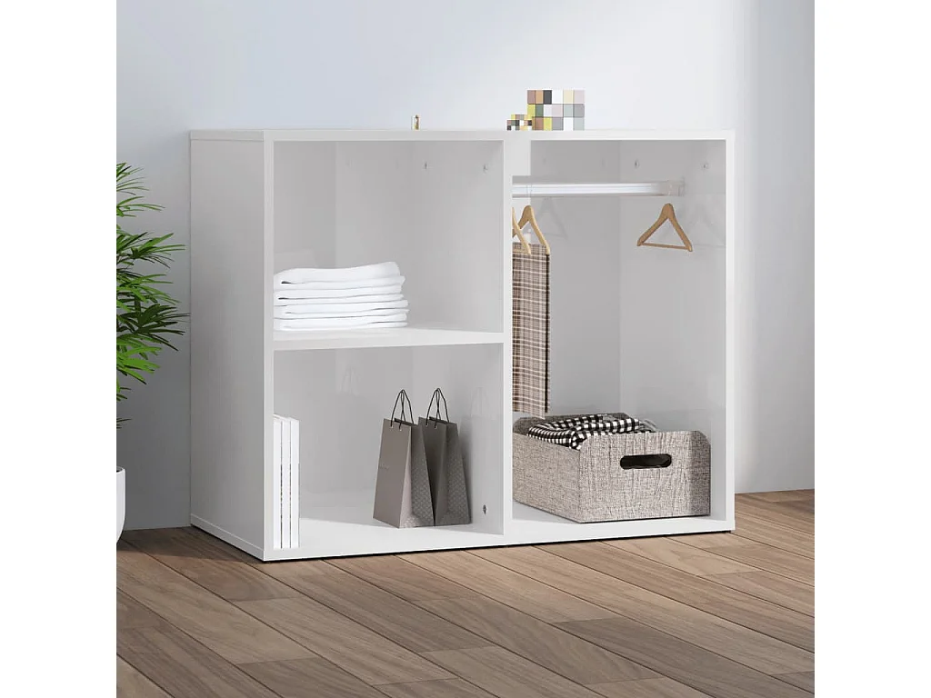 Kledingkast 80x40x65 cm bewerkt hout hoogglans wit