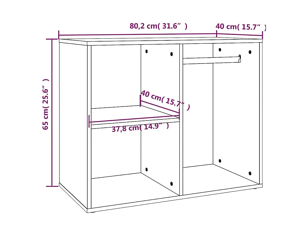 Kledingkast 80x40x65 cm bewerkt hout hoogglans wit