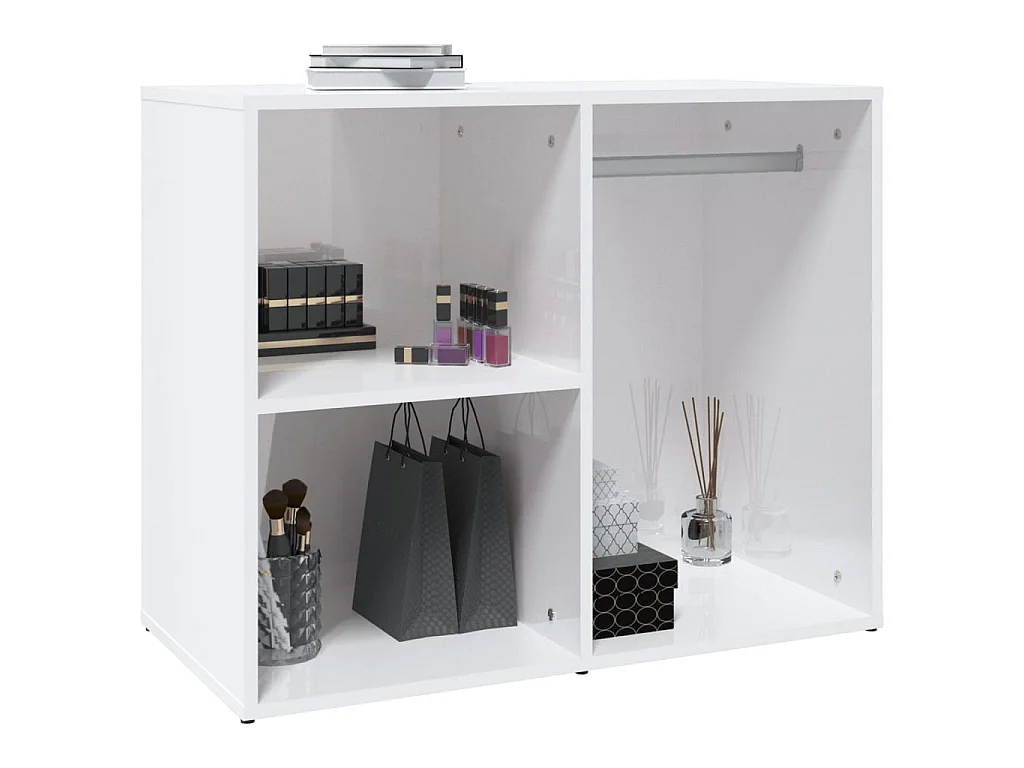 Kledingkast 80x40x65 cm bewerkt hout hoogglans wit