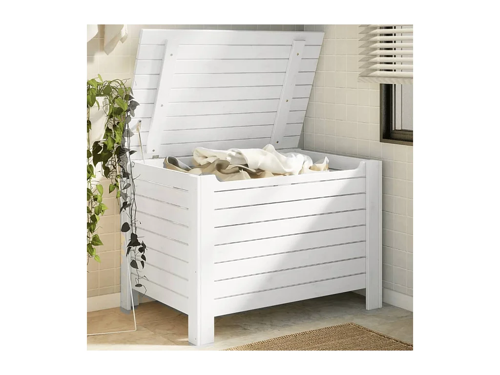 Boîte de rangement avec couvercle RANA blanc bois massif de pin
