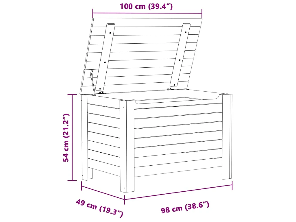 Boîte de rangement avec couvercle RANA blanc bois massif de pin