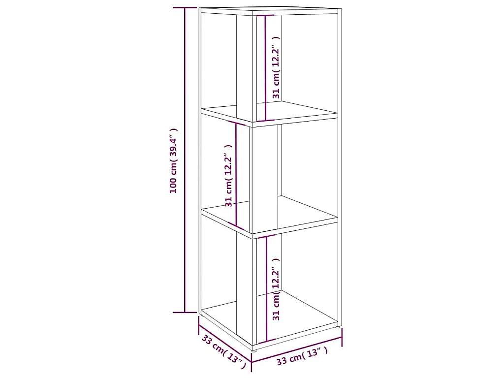 Armoire d'angle Blanc 33x33x100 cm Bois d'ingénierie