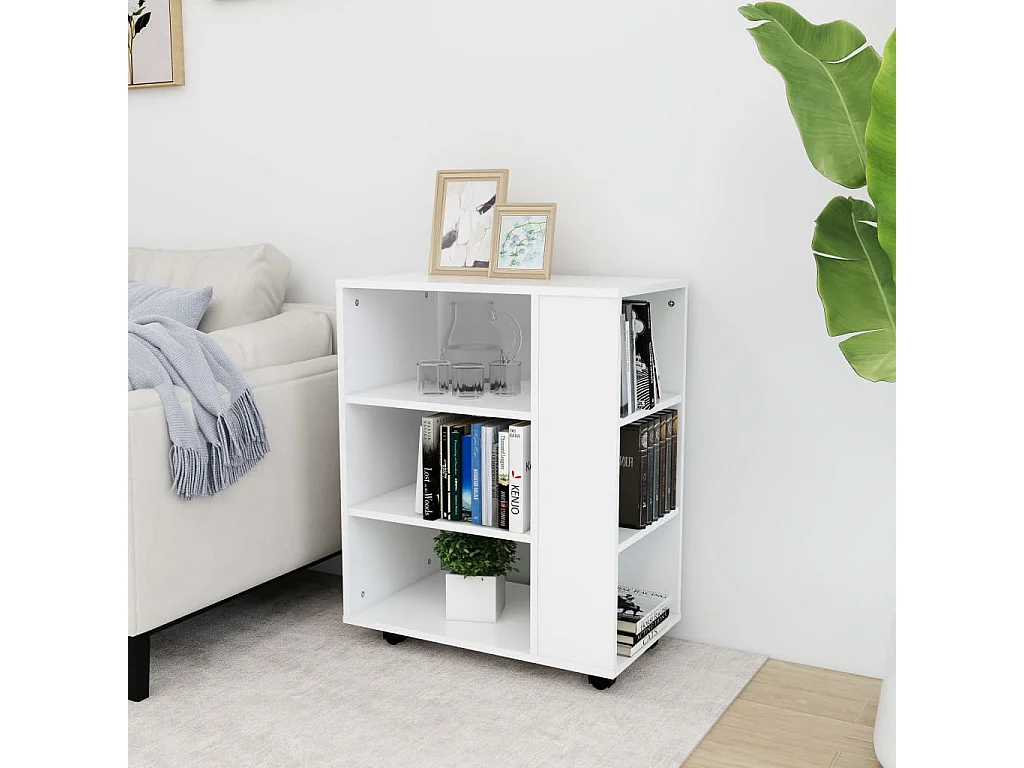 Armoire à roulettes Blanc 60x35x75 cm Bois d’ingénierie