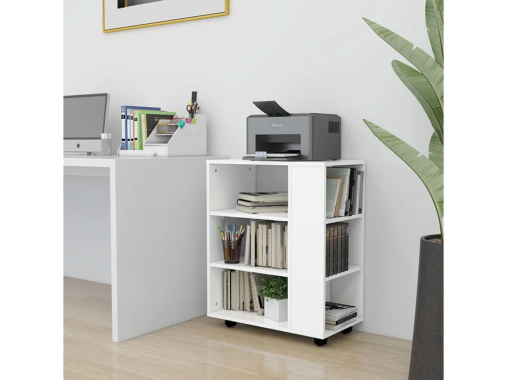 Armoire à roulettes Blanc 60x35x75 cm Bois d’ingénierie