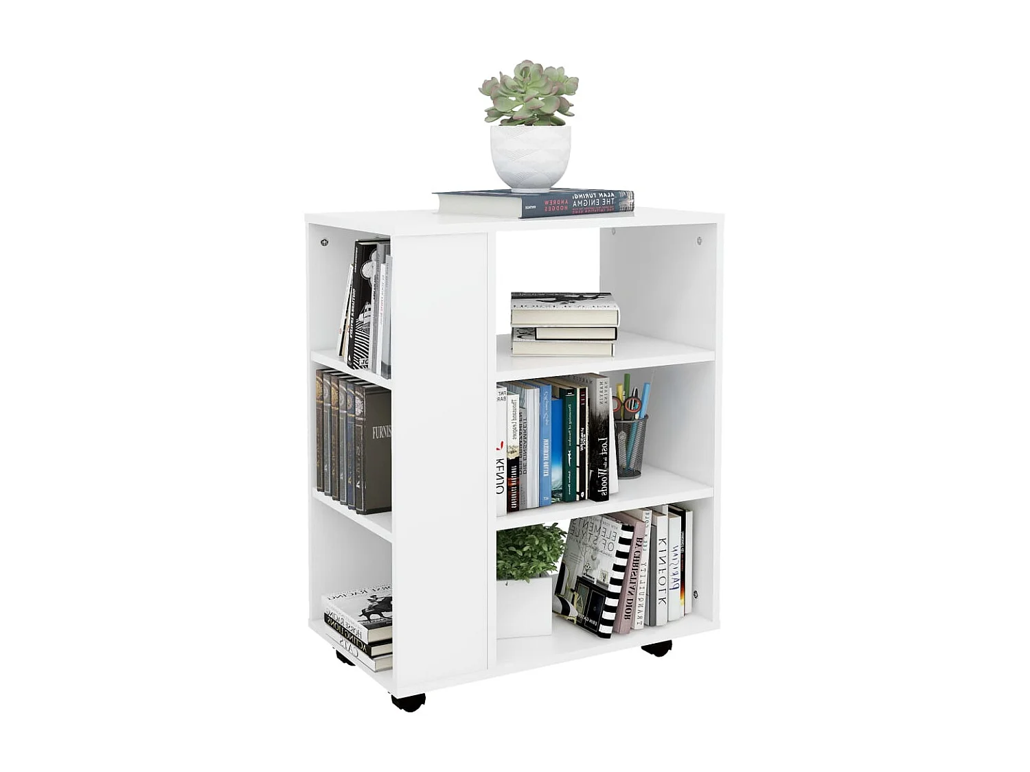 Armoire à roulettes Blanc 60x35x75 cm Bois d’ingénierie