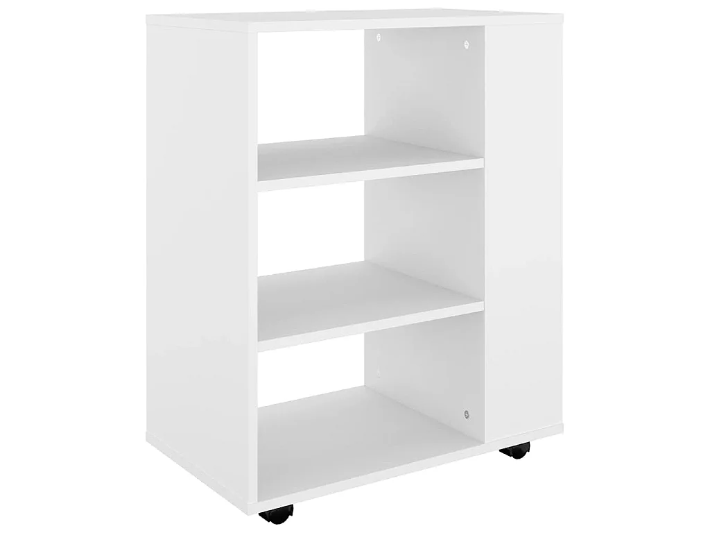 Armario con ruedas de madera contrachapada blanco 60x35x75 cm