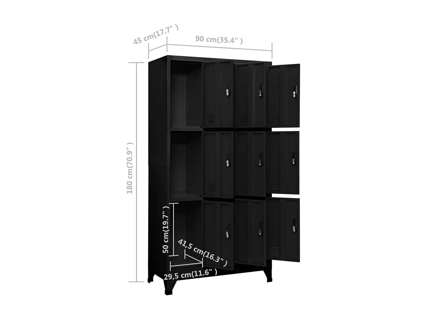 Armoire à casiers Noir 90x45x180 cm Acier