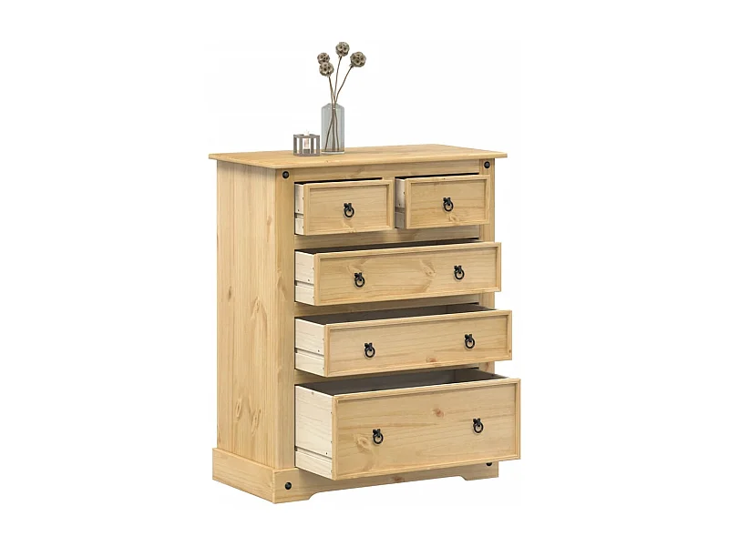 Cassettiera Corona 92x48x114 cm in Legno Massello di Pino