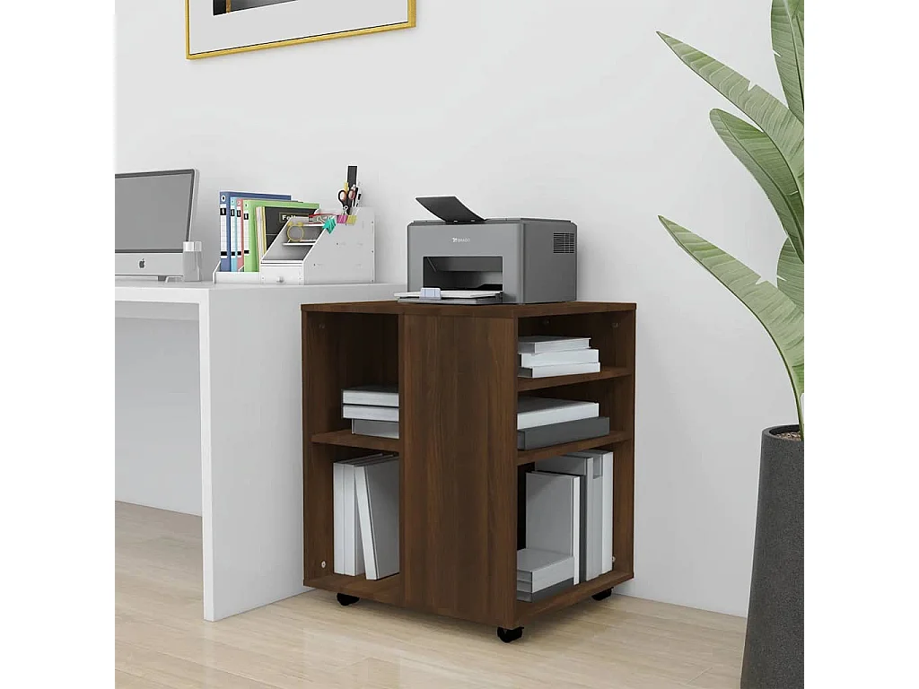 Armoire roulante Chêne marron 60x53x72 cm Bois d'ingénierie