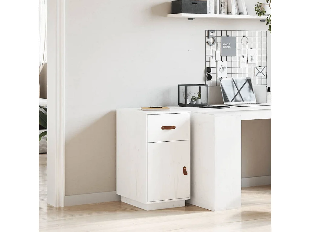 Armoire de bureau Blanc 40x50x75 cm Bois massif de pin