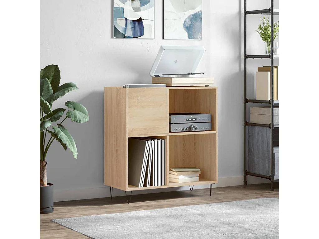 Platenkast 84,5x38x89 cm bewerkt hout sonoma eikenkleurig