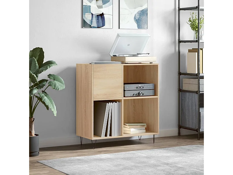 Mueble discos madera contrachapada roble Sonoma 84,5x38x89 cm