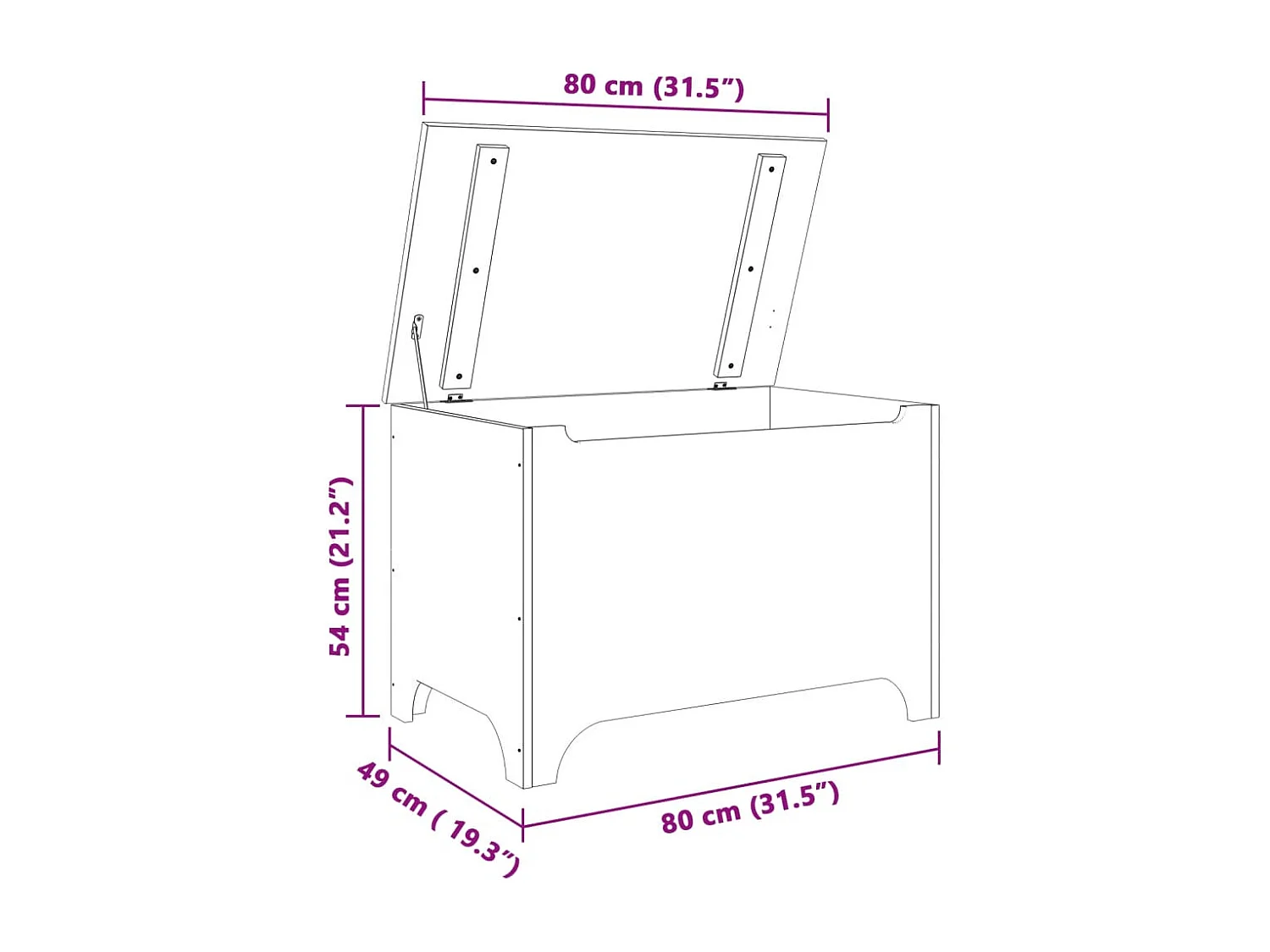 Opbergbox met deksel RANA 80x49x54 cm massief grenenhout